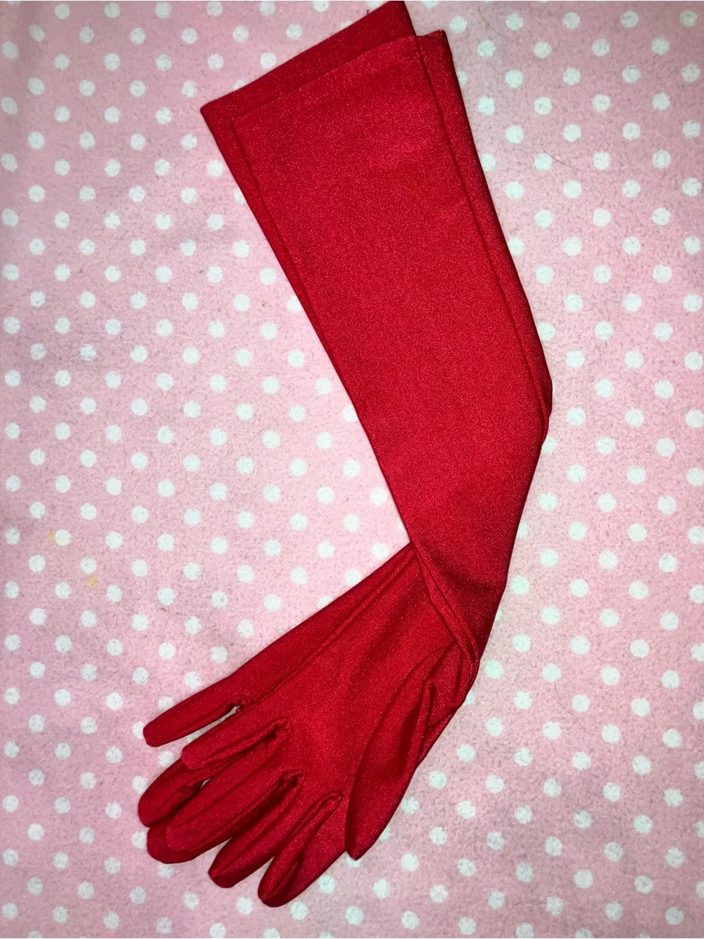 Red Long Evening Gloves - Women OS
